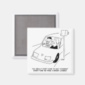 Funny Speed Camera Cartoon Shows Man Driving Magneet (Voorkant / Achterkant)