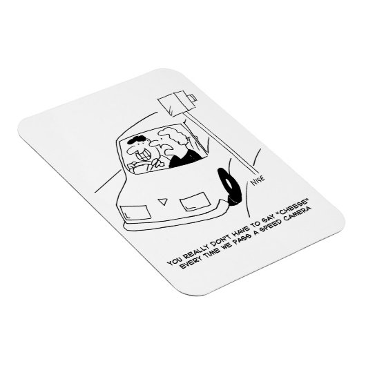 Funny Speed Camera Cartoon Shows Man Driving Magneet (Rechterzijde)