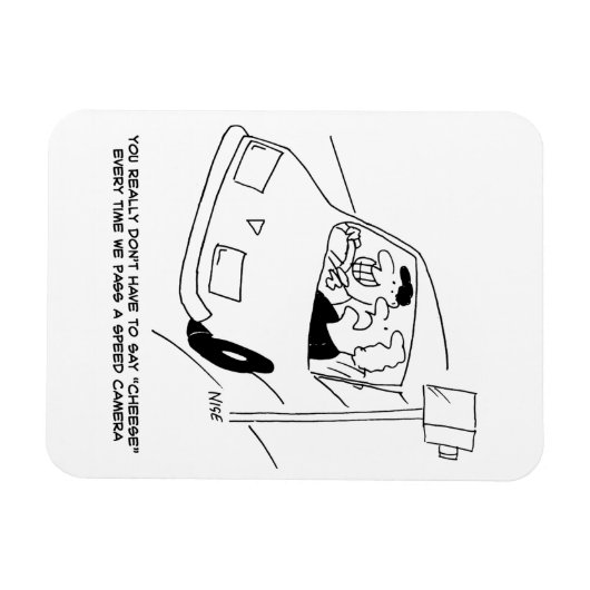 Funny Speed Camera Cartoon Shows Man Driving Magneet (Horizontaal)