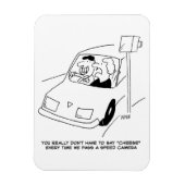 Funny Speed Camera Cartoon Shows Man Driving Magneet (Verticaal)