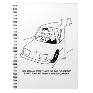 Funny Speed Camera Cartoon Shows Man Driving Notitieboek