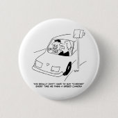 Funny Speed Camera Cartoon Shows Man Driving Ronde Button 5,7 Cm (Voorkant)
