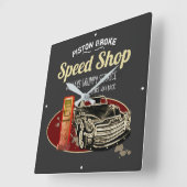 Funny Speed Shop Piston Broke Grumpy Service Vierkante Klok (Hoek)