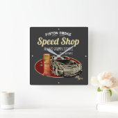 Funny Speed Shop Piston Broke Grumpy Service Vierkante Klok (Huis)