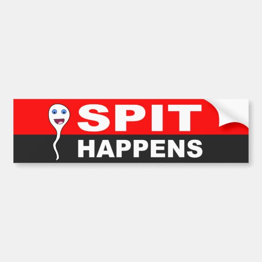 Funny sperm cartoon, SPIT HAPPENS Bumpersticker (Voorkant)