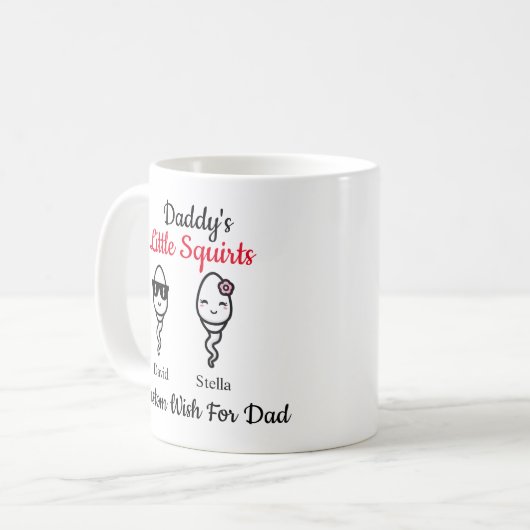 Funny Sperm Papa's Vaderdag kleine vierkanten Koffiemok (Voorkant links)