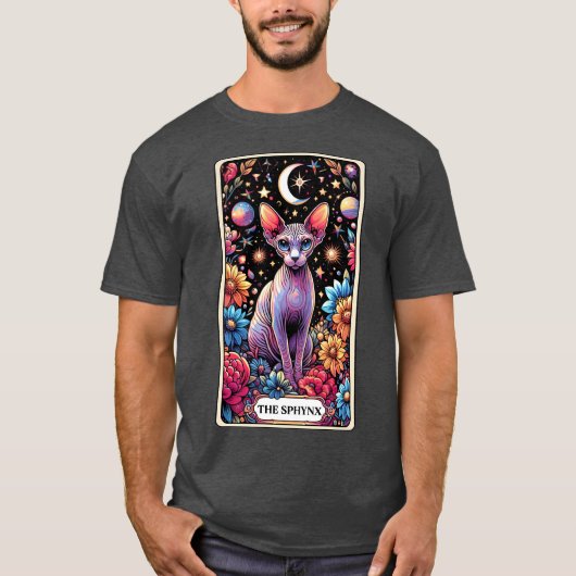 Funny Sphinx Cat Tarot Kaart T-shirt (Voorkant)