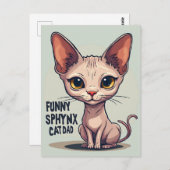 Funny Sphynx Cat Dad Cartoon Art Briefkaart (Voorkant / Achterkant)