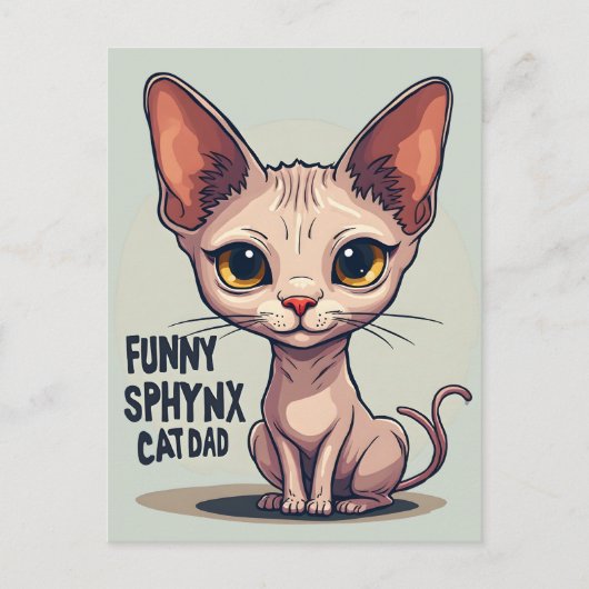 Funny Sphynx Cat Dad Cartoon Art Briefkaart (Voorkant)