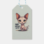 Funny Sphynx Cat Dad Cartoon Art Cadeaulabel (Voorkant)