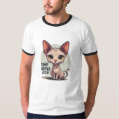 Funny Sphynx Cat Dad Cartoon Art T-shirt (Voorkant)