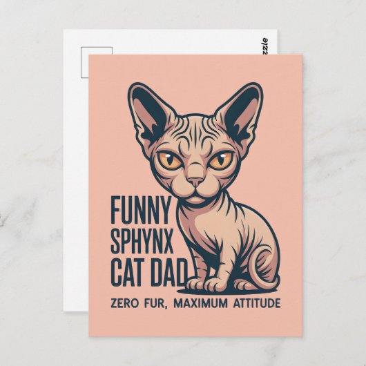 Funny Sphynx Cat Dad Illustration Briefkaart (Voorkant / Achterkant)