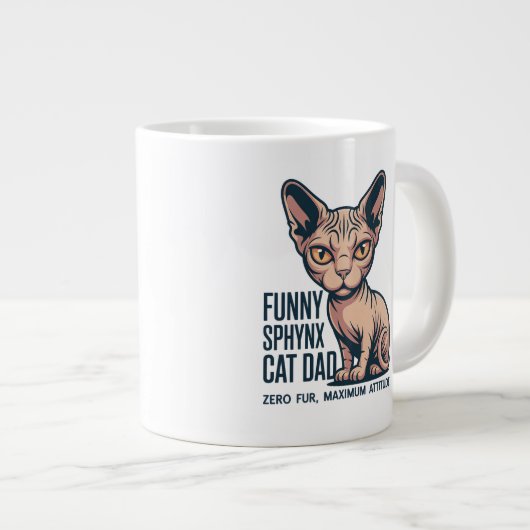 Funny Sphynx Cat Dad Illustration Grote Koffiekop (Voorkant rechts)