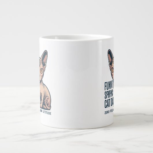 Funny Sphynx Cat Dad Illustration Grote Koffiekop (Voorkant)