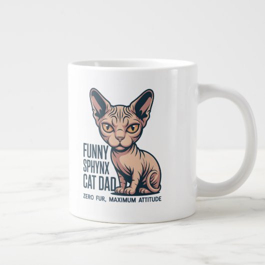 Funny Sphynx Cat Dad Illustration Grote Koffiekop (Rechts)