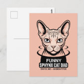 Funny Sphynx Cat Dad Vector Art Briefkaart (Voorkant / Achterkant)