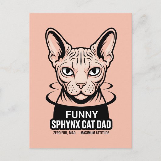 Funny Sphynx Cat Dad Vector Art Briefkaart (Voorkant)