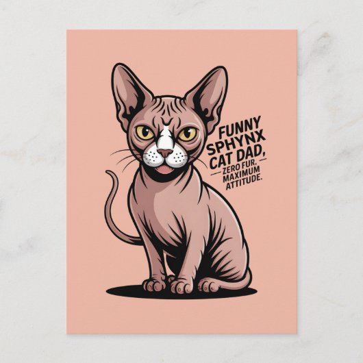 Funny Sphynx Cat Dad Vector Art Briefkaart (Voorkant)