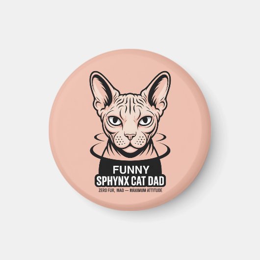Funny Sphynx Cat Dad Vector Art Magneet (Voorkant)