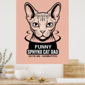 Funny Sphynx Cat Dad Vector Art Poster (Keuken)