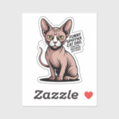 Funny Sphynx Cat Dad Vector Art Sticker (Vel)