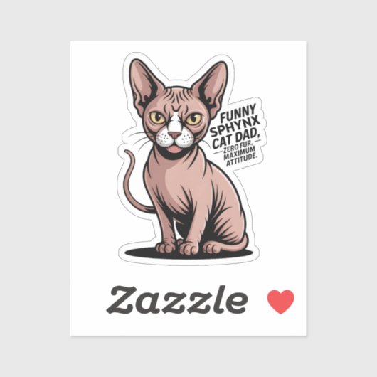 Funny Sphynx Cat Dad Vector Art Sticker (Vel)