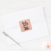 Funny Sphynx Cat Dad Vector Art Vierkante Sticker (Envelop)