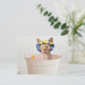 Funny Sphynx Cat in a Bathtub Briefkaart (Staand voorkant)