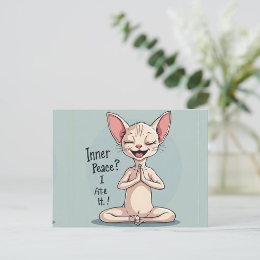 Funny Sphynx Cat Inner Peace Art Briefkaart (Staand voorkant)