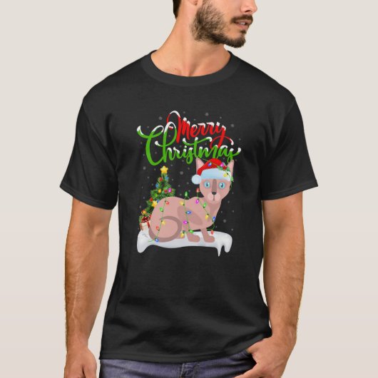 Funny Sphynx Cat Lover Xmas Lighting Sphynx Cat Ch T-shirt (Voorkant)