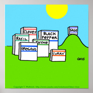 Funny Spices Bright kleurrijke Cartoon Kitchen Poster