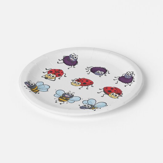 Funny Spider Ladybug Bee Papieren Bordje (Gekanteld)