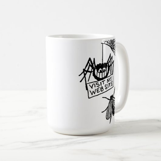 Funny Spider Says Visit My Website Cartoon Koffiemok (Voorkant rechts)