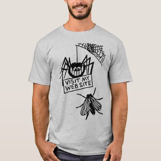 Funny Spider Says Visit My Website Cartoon T-shirt (Voorkant)