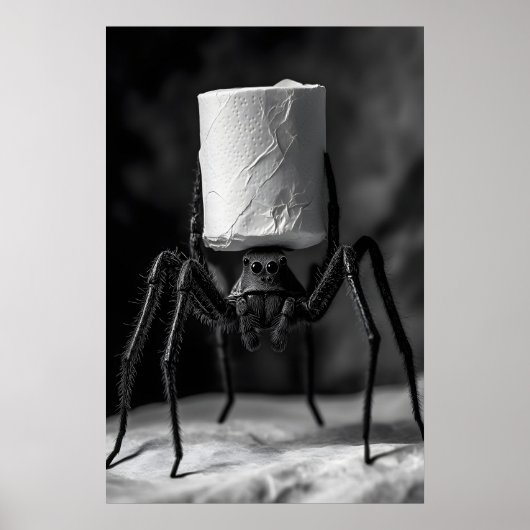 Funny Spider Toilet Paper Roll Bathroom Art Print (Voorkant)