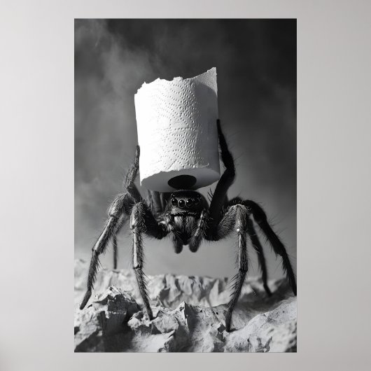 Funny Spider Toilet Paper Roll Bathroom Art Print (Voorkant)