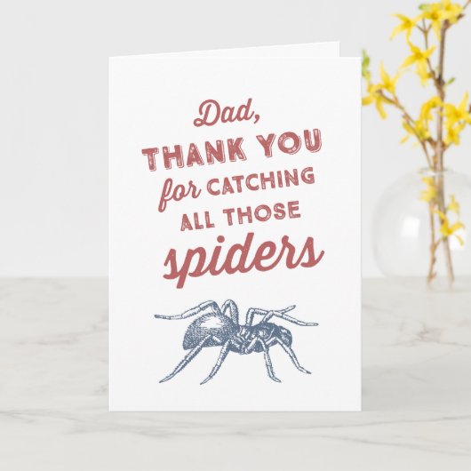 Funny Spider Vaderdag Kaart (Gele Bloem)