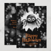 Funny Spider Web Waterverf Happy Halloween Kaart (Voorkant / Achterkant)