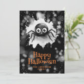 Funny Spider Web Waterverf Happy Halloween Kaart (Staand voorkant)