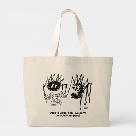 Funny Spiders and Spiders Web Weaving Cartoon Grote Tote Bag (Achterkant)