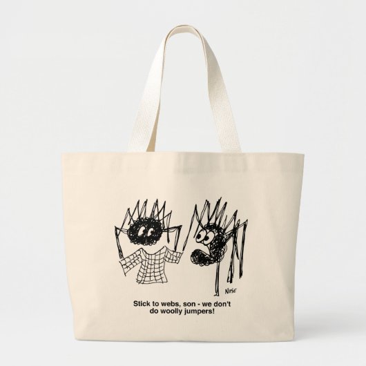 Funny Spiders and Spiders Web Weaving Cartoon Grote Tote Bag (Voorkant)