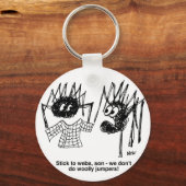 Funny Spiders and Spiders Web Weaving Cartoon Sleutelhanger (Voorkant)