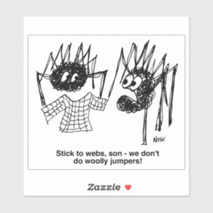 Funny Spiders and Spiders Web Weaving Cartoon Sticker