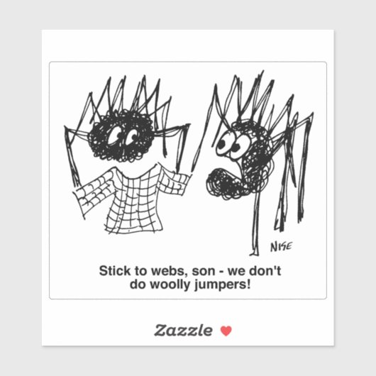 Funny Spiders and Spiders Web Weaving Cartoon Sticker (Vel)
