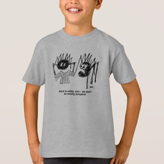 Funny Spiders and Spiders Web Weaving Cartoon T-shirt (Voorkant)