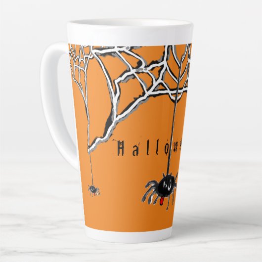 Funny Spiders Cartoon HALLOWEEN Cust. Latte Mok (Linkerhoek)