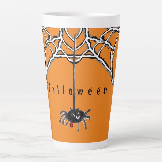 Funny Spiders Cartoon HALLOWEEN Cust. Latte Mok (Voorkant)