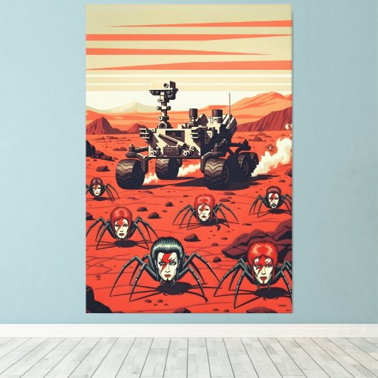 Funny Spiders from Mars Canvas Afdruk (Insitu (Houten vloer))