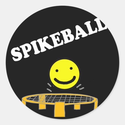 Funny Spikeball Net met Smile Face Art Ronde Sticker (Voorkant)
