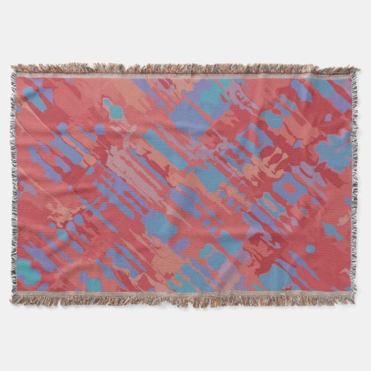 Funny Splatter Pattern pastel blauw rood + uw idee Deken (Voorkant)